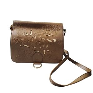 Patricia Nash Cut Out Floral Leather Flap Crossbody bag